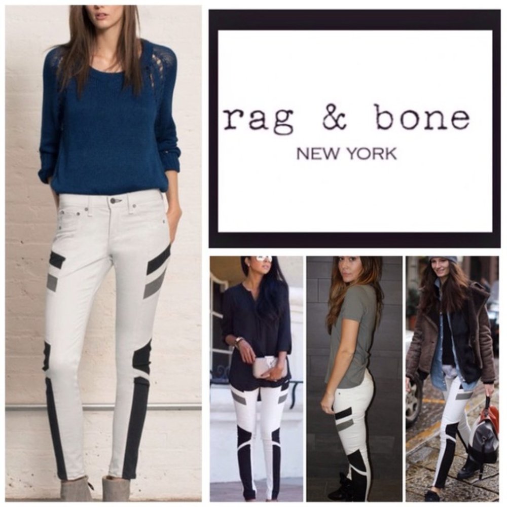 Rag & Bone Halifax tri-tone lambskin panel motocross ankle crop skinny jean